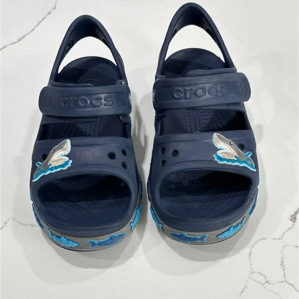 Crocs | FunLab Boys Waterproof Deep Blue Shark Comfort Sandals 206365